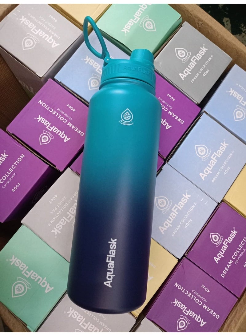 أكوافلاسك 40 أونصة من الفولاذ المقاوم للصدأ، معزول بتفريغ الهواء، مانع للتسرب، رياضي - Image 1